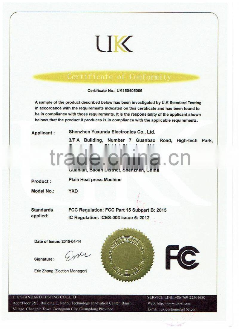 2015 Yuxunda HPT308 manual t shirt printing machine direct textile printer