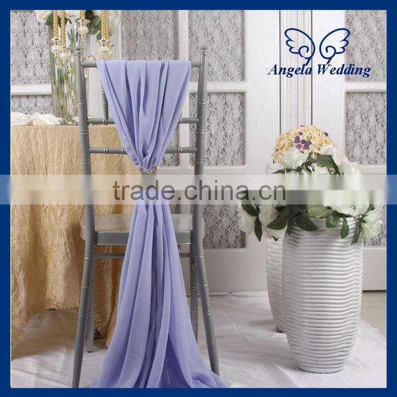 SH003B Wholesale cheap elegant fancy wedding tiffany blue chiffon chair sash with buckle