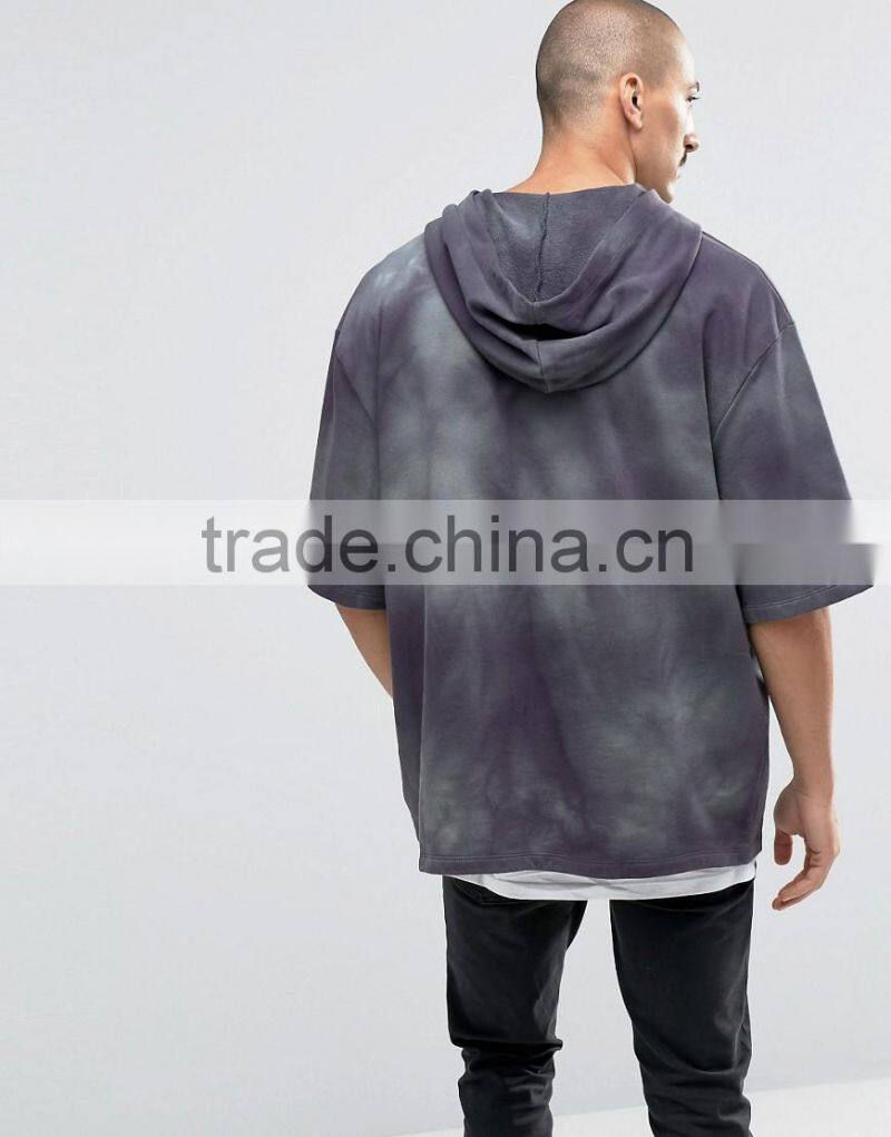Promotion oversized with hood dark grey men custom high quality 1/2 sleeves pakistan hoodies