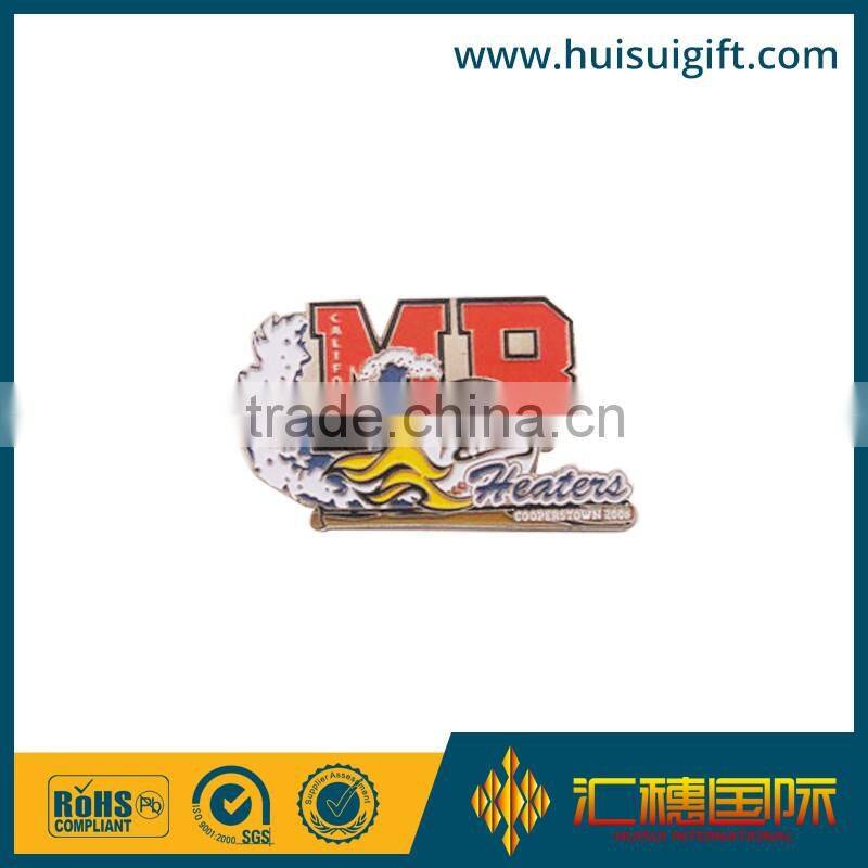 wholesale promotional fashionable club metal pin badge with glitter