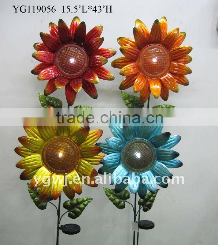 solar metal flower lawn stake