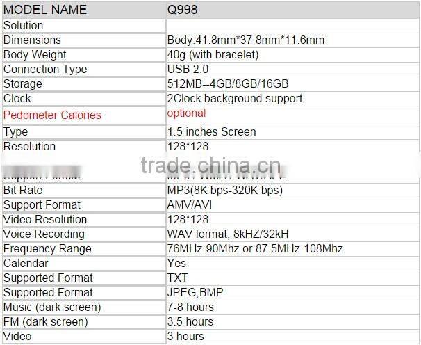 China factory supply men digital fasion fob mp4 smartwatch