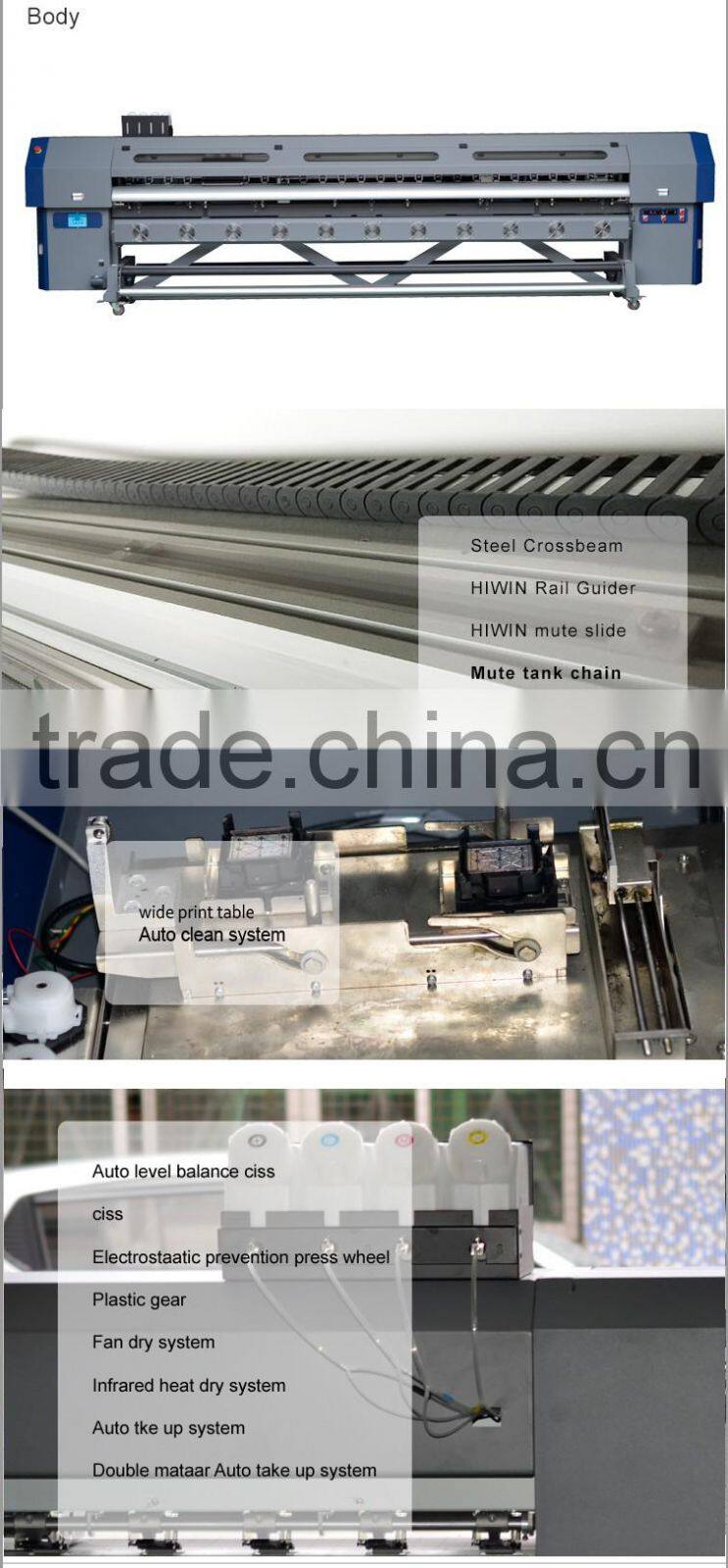 3.2m one dx7 head 4 color polyester uv ink print printer