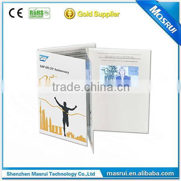 Paper material 7.0" LCD Video Greeting Card Video in print video mailer