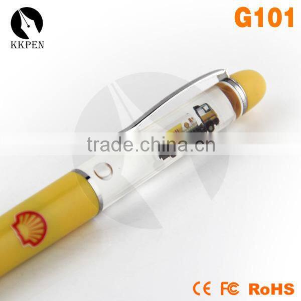 KKPEN customized metal liquid light up pen with sand timer floater