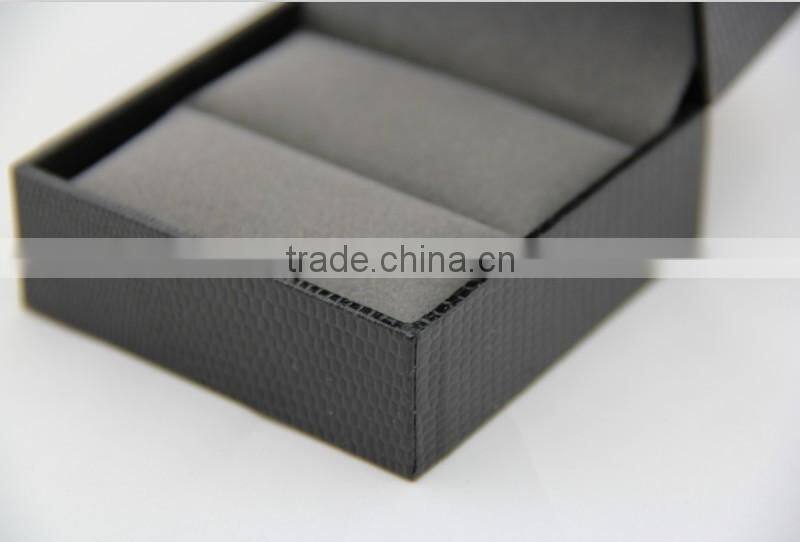 High end black small square paper ring box with velvet pad