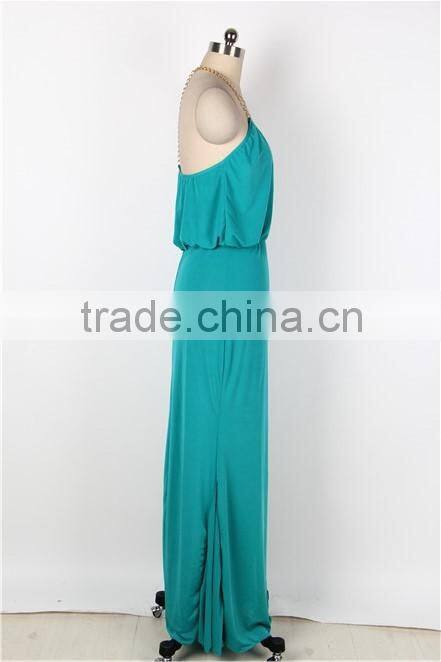 Hot Wholesale Gold Chain Halter Maxi Dress with T Back China Wholesale Dress Online