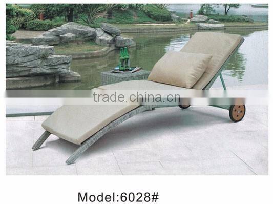 Outdoor rattan furniture adjustable legless sun lounger with wheels