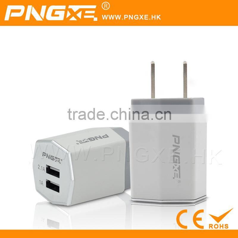 Wholesale 5V 2.1A+1A Universal Portable Dual USB Travel Charger Adapter For All Mobile Device