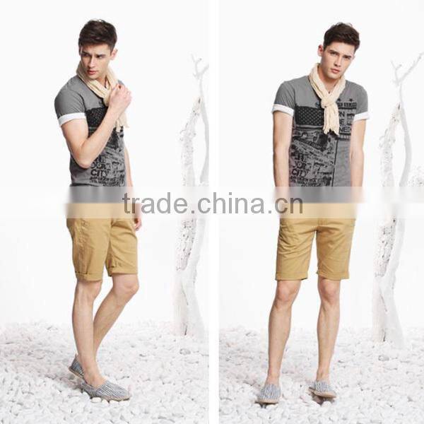 High waist casual tight slimming cotton mens chino shorts