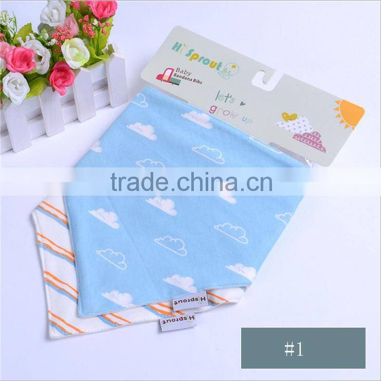 Top quality two layers 100% absorbent cotton baby bib bandana