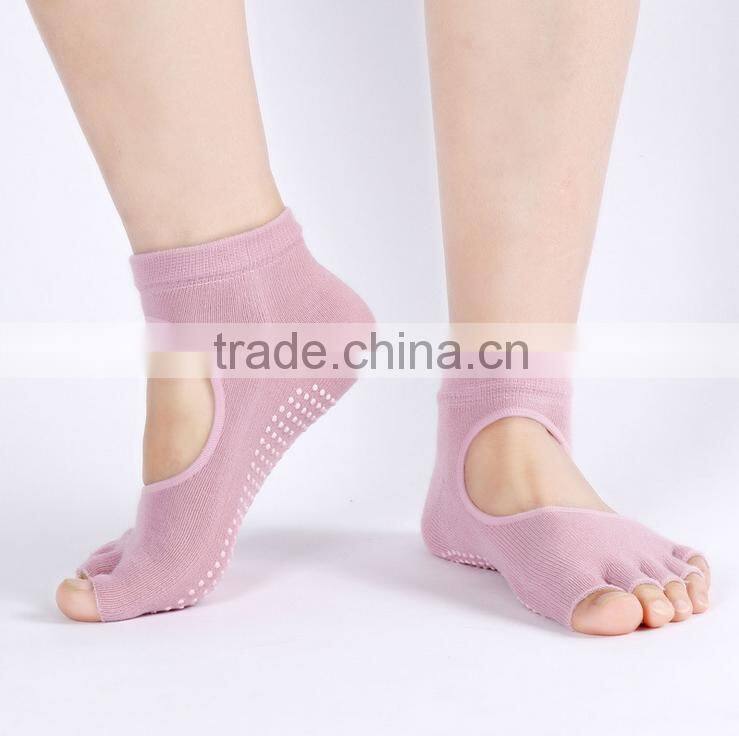 Yoga Pilates Breathable Grip Cotton toe less socks