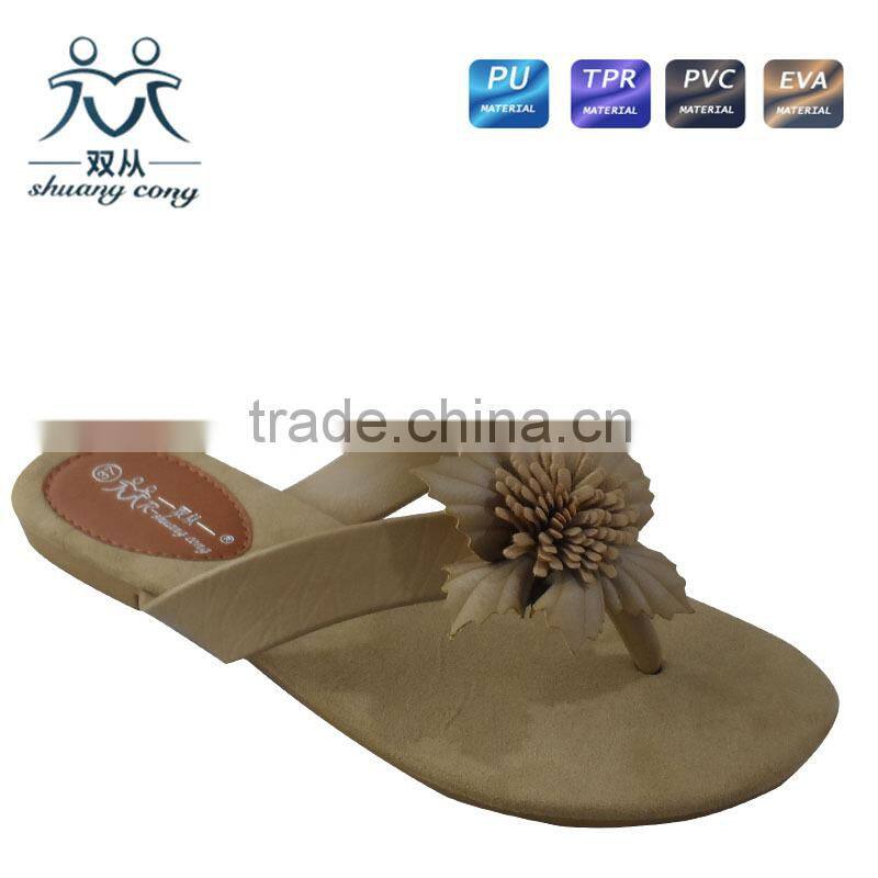 fuzzy summer newest style flower with rhinestone female slipper