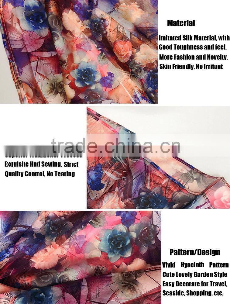 100% Polyster Chiffon Stole Scarf and Shawls for Sexy Ladies Girls Women Floral Check Printed Pattern