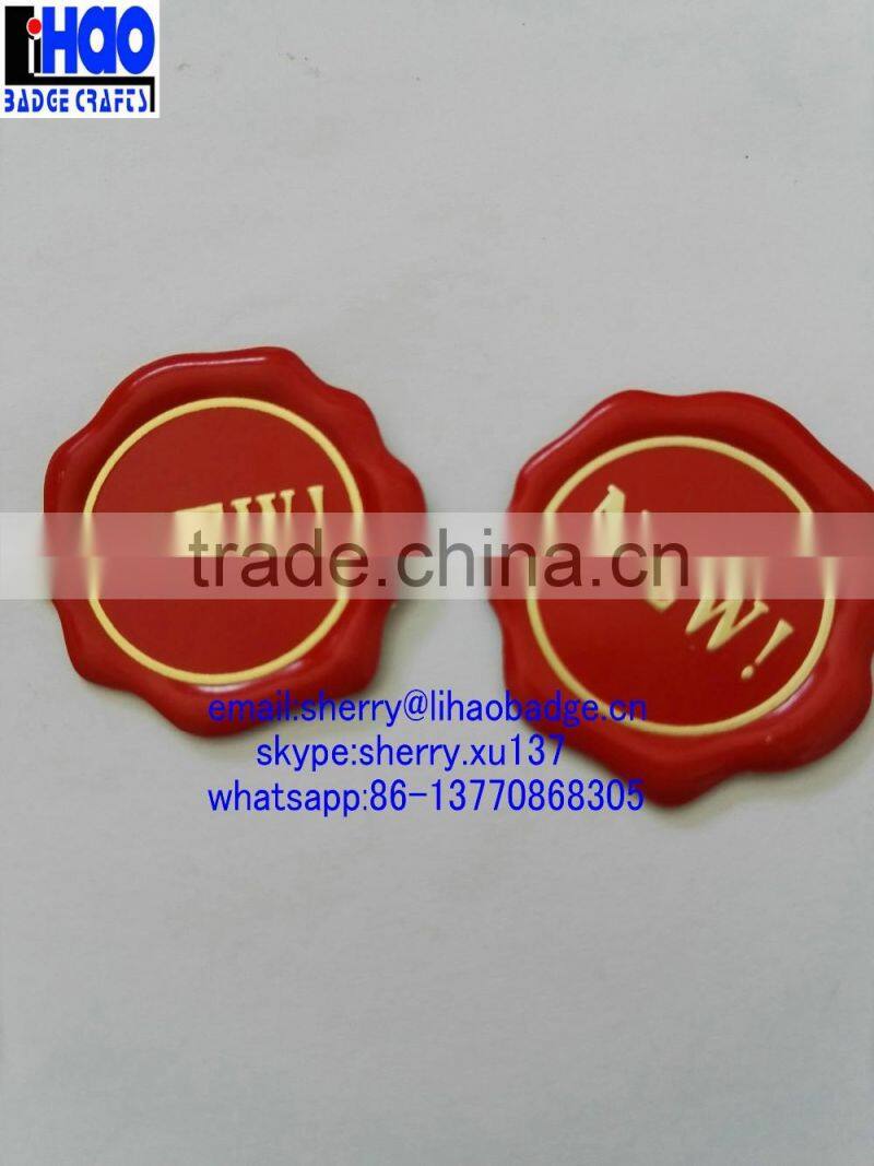 Red color Gold logo embossed wax seal stickers