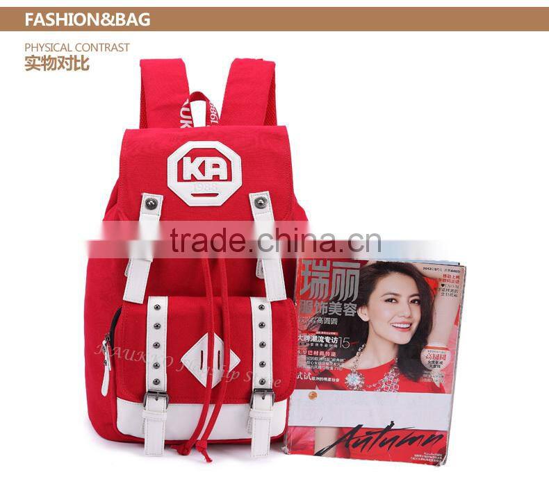 Canvas Drawstring Backpack Computer Satchel Bag Bookbag Canvas And Leather Backpack Stylish Travel Backpack Bag Multi-Colors