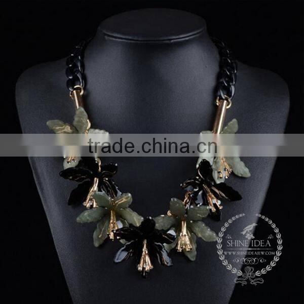 high quality vintage style flower chunky statement necklace tin alloy fashion women pendant necklace 6390080
