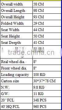 folding ultralight weight transport multifuctional aluminium wheelchair