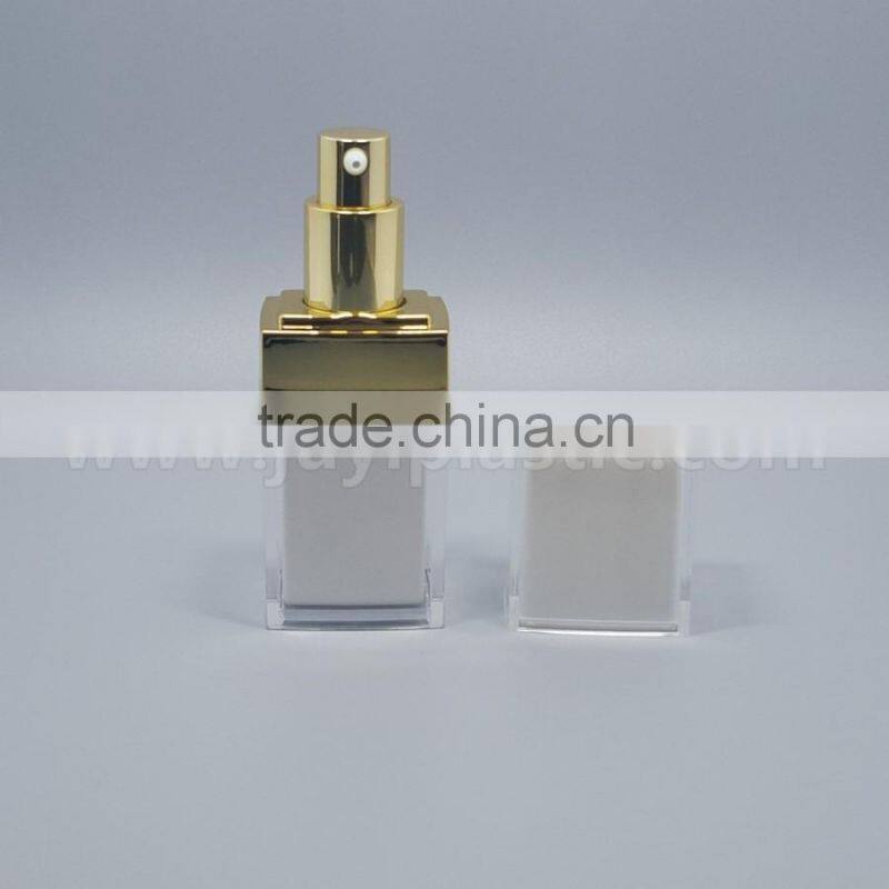 15ml 30ml 50ml square cosmetic lotion pump acrylic bottle, plastic cosmetic lotion pump acrylic bottle with high quality