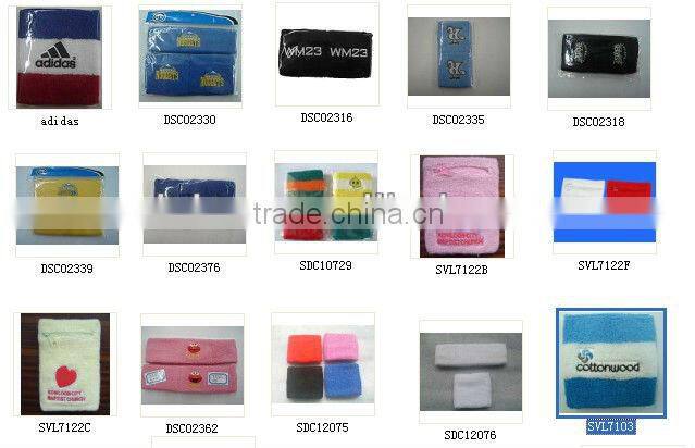 Terry cotton sports wristband sweatband in stripe pattern