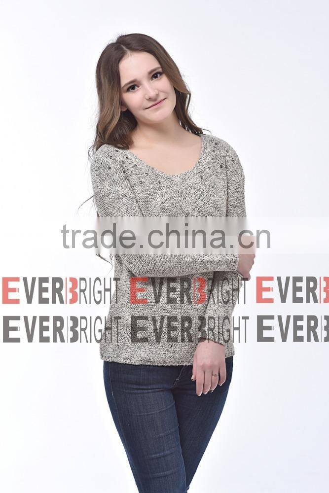 custom crewneck knitted pullover sweater for women