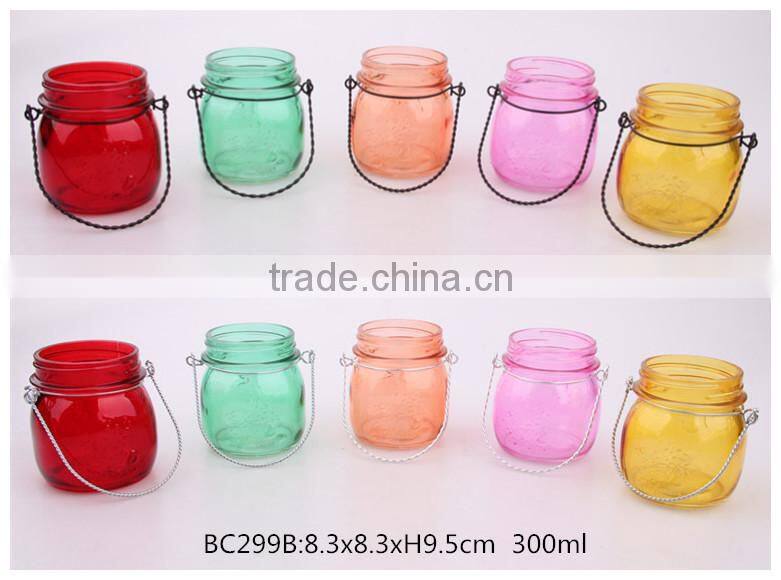 300ml 500ml glass mason jar with sprayed color