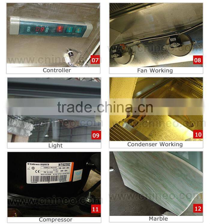 Marble Style Cake Refrigerated Showcase/Double Glass Doors Refrigerator/Refrigerated Counter (With Marble)