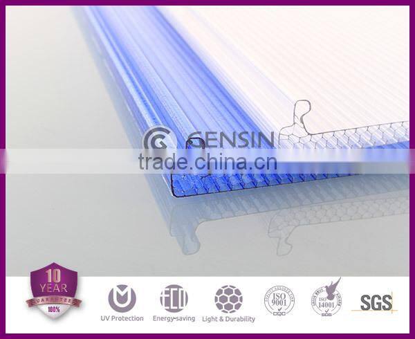 cheap price stable 4-layer honeycomb u-lock polycarbonate sheet for roofing width 600mm