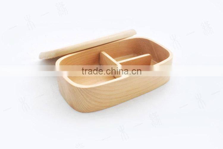Eco-friendly Wooden Lunch Box Lunch Tray with Lid Divided tray with Lid