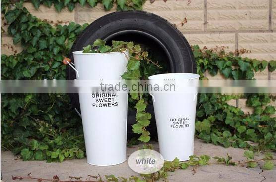 cheap bulk galvanized metal french high white painted tall flower vase