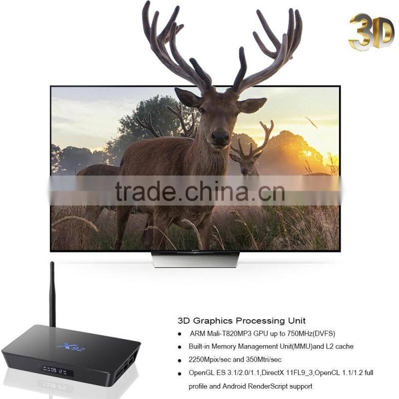 Latest Amlogic S912 64bit Octa-core 2G 16G X92 S912 android 6.0 marshmallow tv box