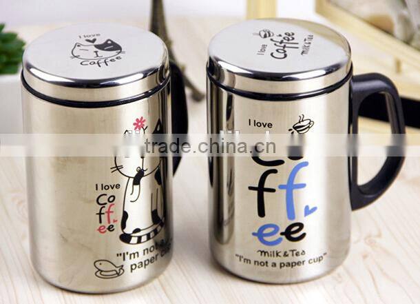 Supply fashion creative Coffee Cat stainless steel office mug / cup