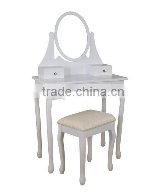 Make Up Table with Bench, Wooden Dressing Table with Mirror and Stool, Bedroom Wooden Furniture