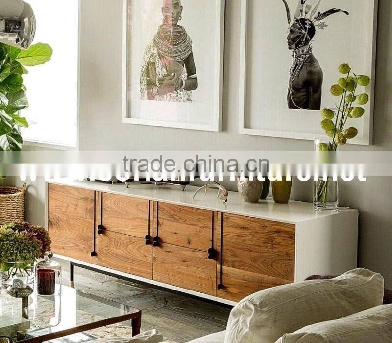 Stylish solid wood corian shelved living room bedside cabinets