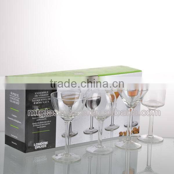 2-3oz top grade 4 clear mini wine shot glass set with gift dacking