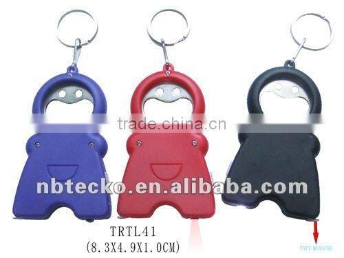 Hot selling multi-function keychain with tape measure and magnifier and LED flashlight