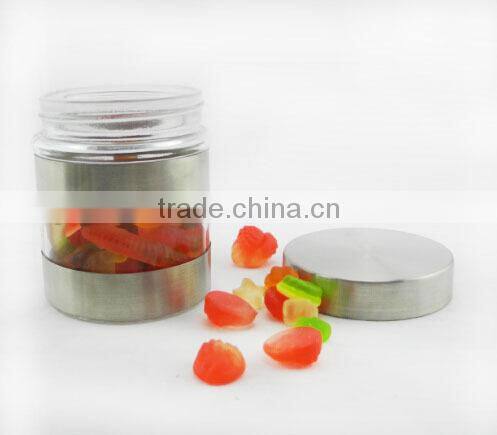 segment-type stainless steel coated cylinder glass bottle with stainless steel lid