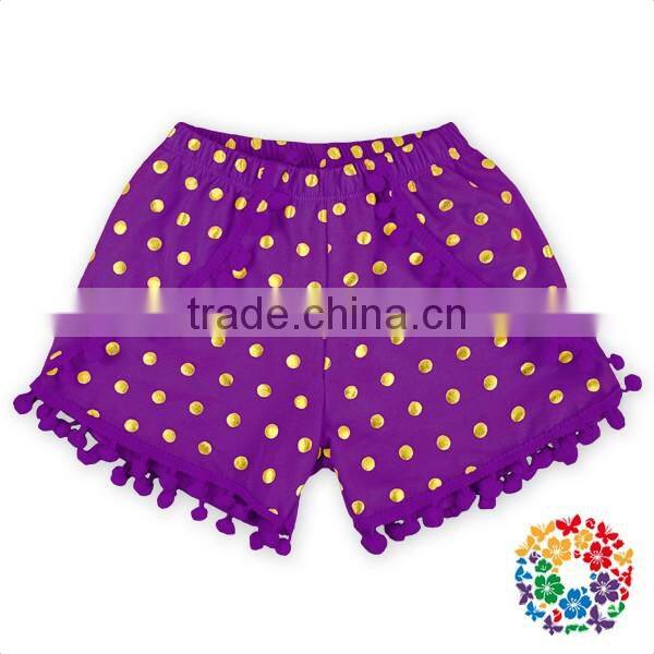 Summer Baby Toddler Girls' Polka Dot Pom Pom Trim Beach Shorts