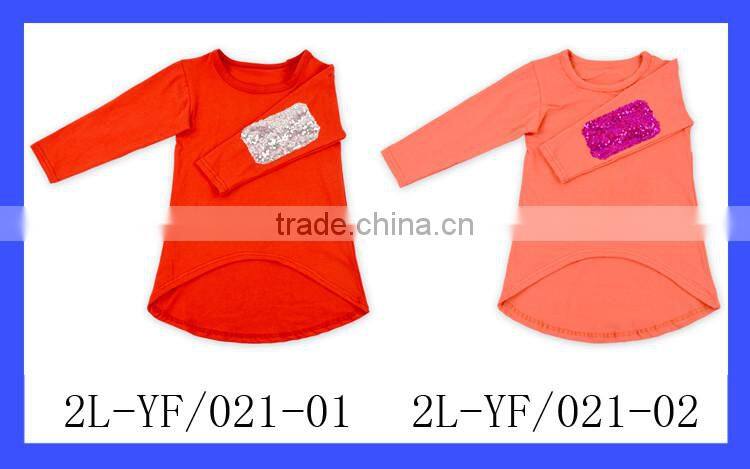 Asymmetrical Design New Model Kids Tshirts Plain White Soft Cotton Long Sleeve Girls Shirt