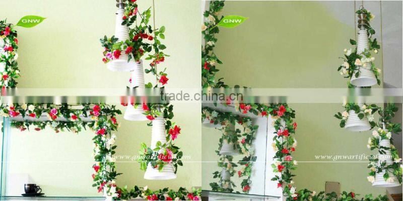 GNW FLV015 Artificial Decorative Vines Rose Flowers Rabric Leaf Home Wedding Decoration