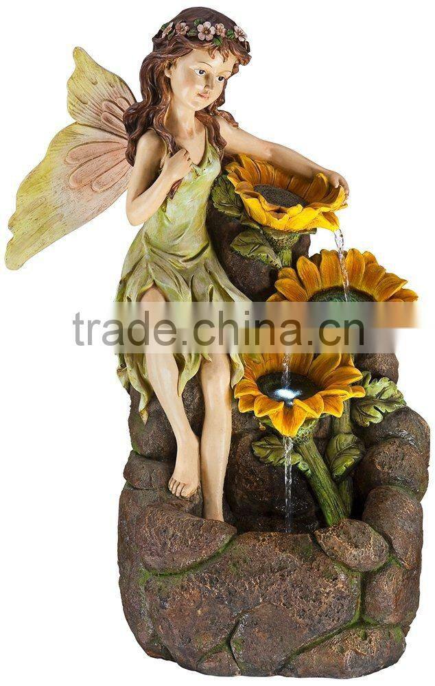 Garden Fairy with Sunflowers Handmade Fairy Garden Water Fountain