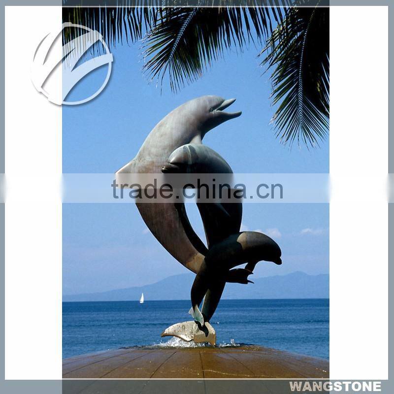 Outdoor decoration large bronze dolphin sculpture