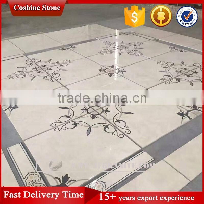 Jianfa flower design water jet marble tile floor medallions