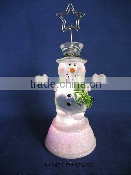 acrylic led lighting snowman gift box card holder for office supplier