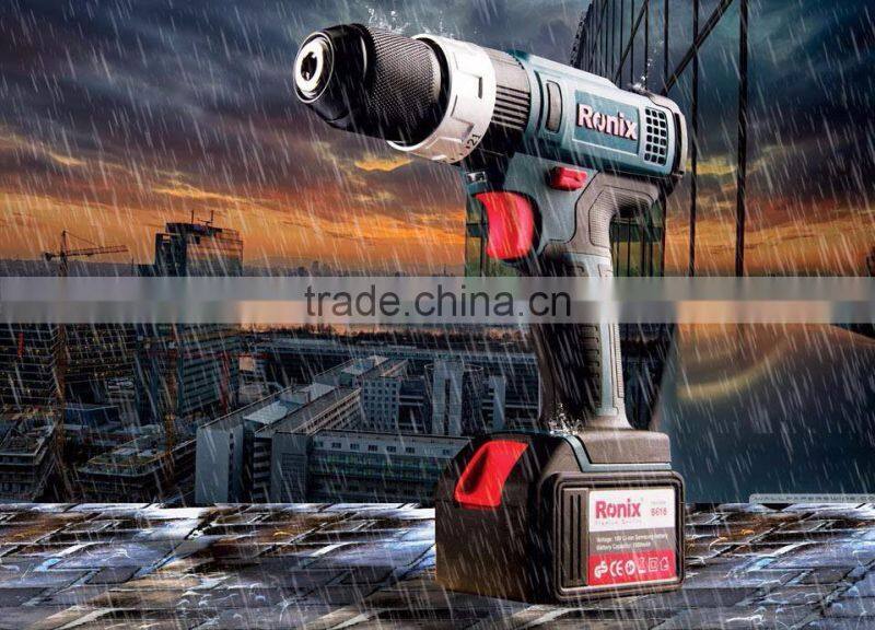 Ronix Industrial level Cordless Driver Drill water proof motor 18V 1.5Ah Li-ion model 8618