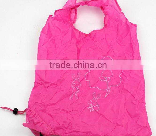 Pink Cute Rabbit shape polyester folding grocery shopping bag