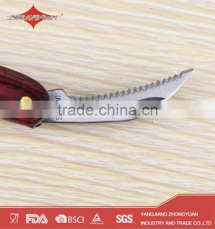 Stainless steel wine cork bottle opener stand wiht wood handle