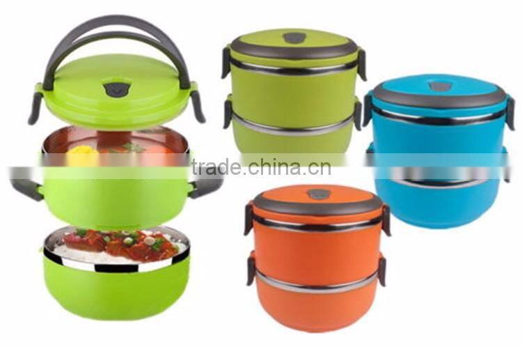 2017 stainless steel colored tiffin storage lunch box With handle