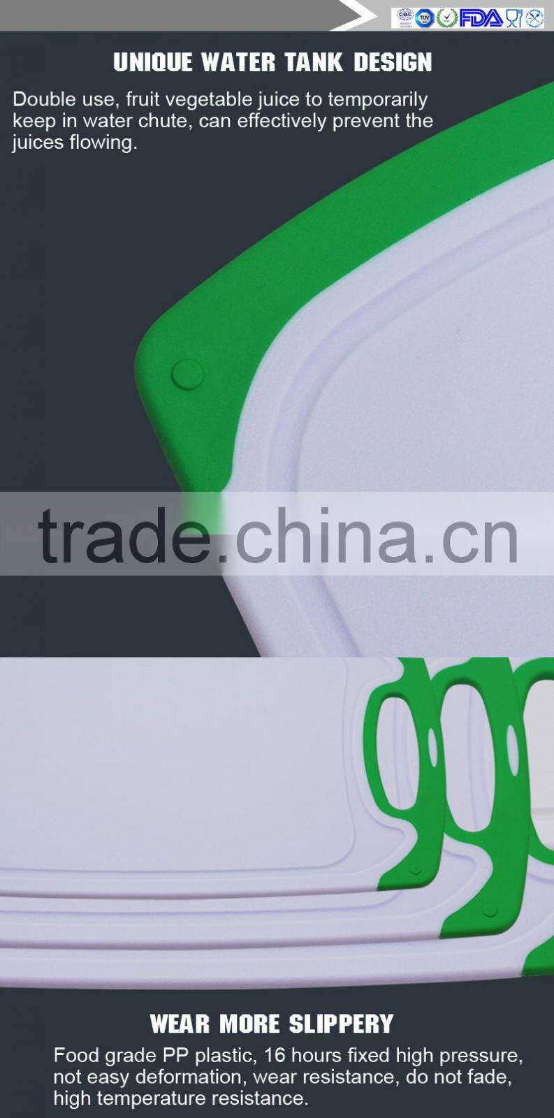 Manufacturer of promotional big medium small 3 PCS green plastic cutting board, and PP cutting board