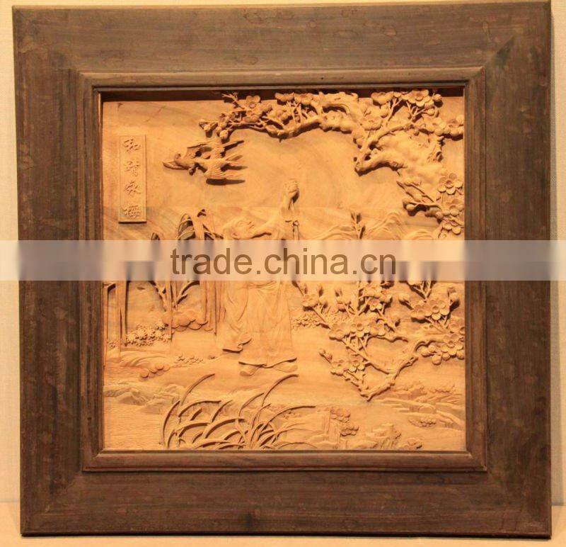 He Jing chant with plum,wood handicrafts,wood crafts